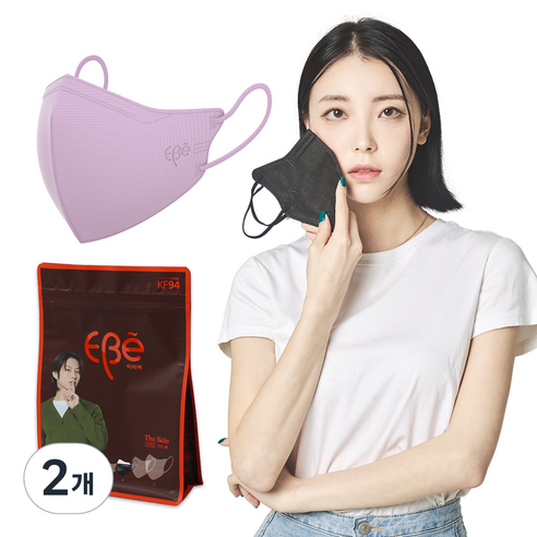 이비에 더세로 새부리형 황사 보건용 마스크 중소형 KF94 30p + 항균 파우치 세트, 30개입, 2세트, 퍼플