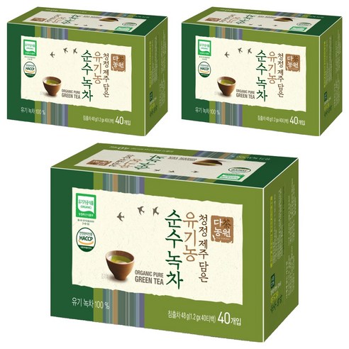 다농원 유기농순수녹차, 1.2g, 40개입, 3개