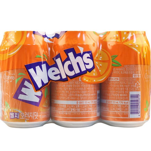 웰치 소다 오렌지맛, 6개, 355ml