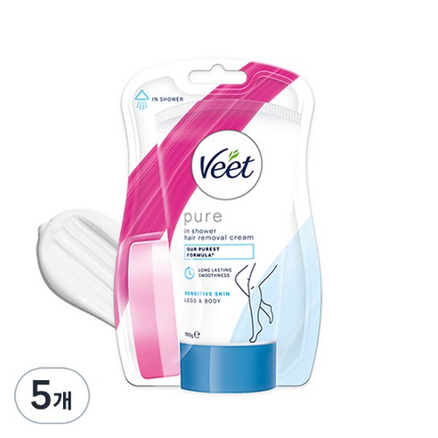 veet 인샤워 제모 크림 민감성 피부용, 150g, 5개