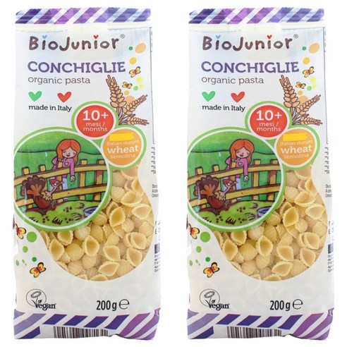 바이오주니어 유기농 콘킬리에 파스타, 200g, 2개