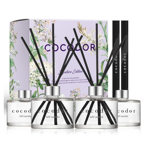 코코도르 퍼퓸 디퓨저, 소프트런더리, 200ml, 4개