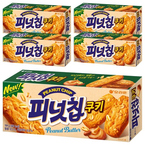 오리온 피넛칩쿠키, 104g, 5개
