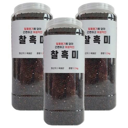 대한농산 통에담은 찰흑미, 2kg, 3개