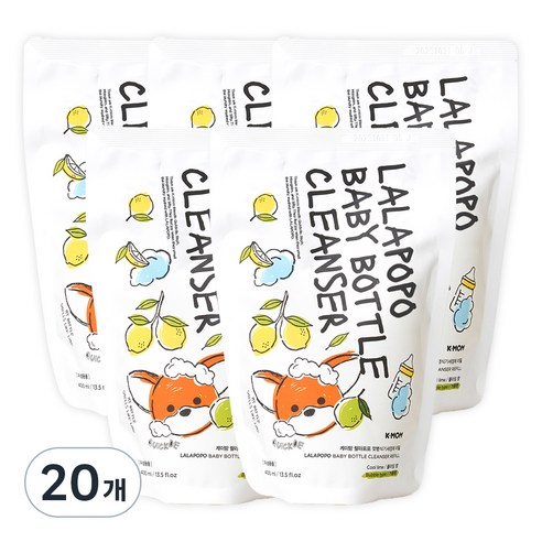 케이맘 랄라포포 유아용 젖병식기세정제 거품형 리필 쿨라임향, 400ml, 20개