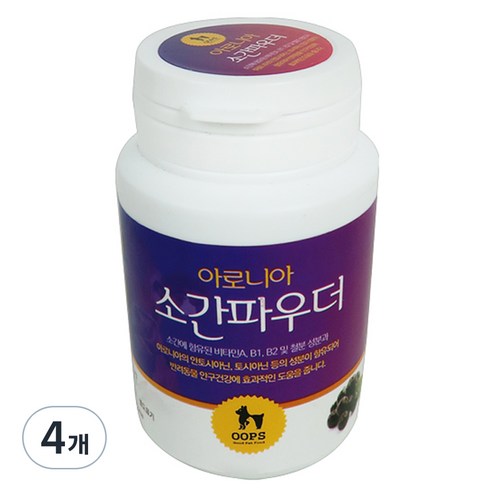 웁스 강아지 아로니아 소간 파우더 영양제, 눈물개선/눈건강, 50g, 4개