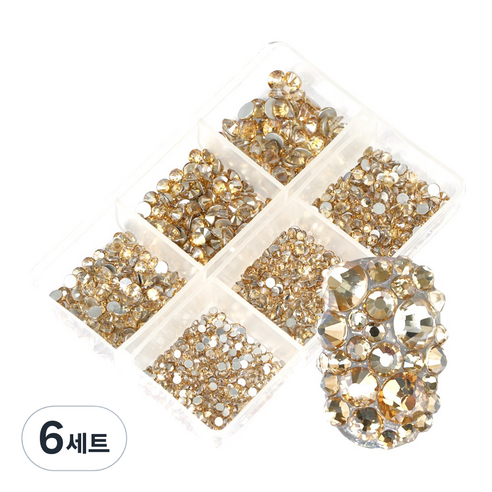 위드샨셀렉션 대용량 스와 플랫 스톤 세트, 02 샴페인골드, 6세트
