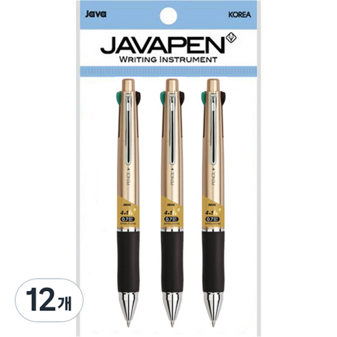 자바펜 제트4+1M 멀티펜 0.7mm, 메탈골드, 12개