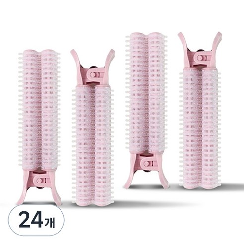 글로스앤글로우 뿌리볼륨업 헤어롤 집게, 연핑크, 24개