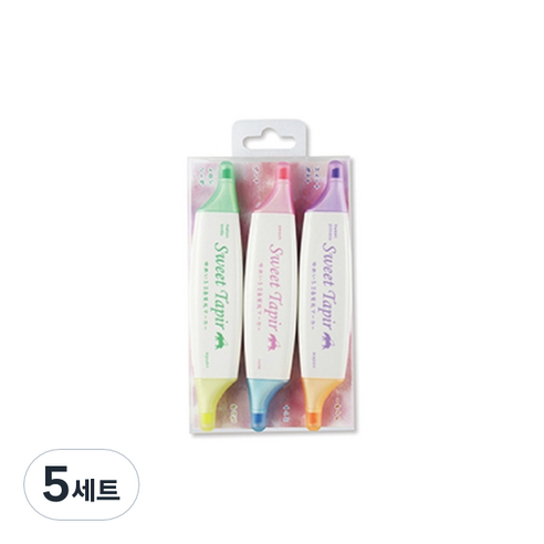 EPOCH 스위트 테이퍼 트윈 파스텔톤 형광펜 3종 세트 534-0480, 그린 + 옐로우, 핑크 + 블루, 퍼플 + 오렌지, 5세트