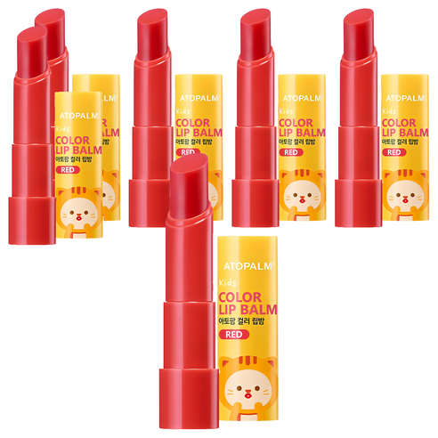 아토팜 컬러 립밤 어린이화장품 3.3g, 레드, 6개
