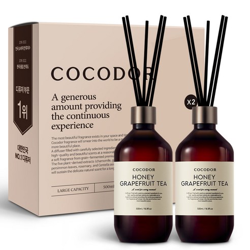 코코도르 프리미엄 디퓨저, 허니자몽티, 500ml, 2개