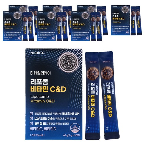 경남제약 데일리케이 리포좀 비타민 C & D 30p, 60g, 8개