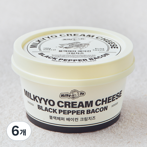 밀키요 블랙페퍼 베이컨 크림치즈, 100g, 6개, 1개입