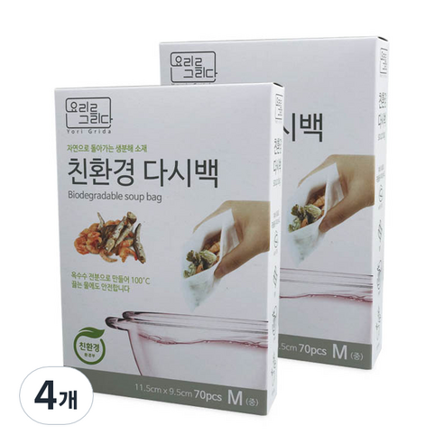 요리를그리다 친환경 다시백 M, 70개입, 4개