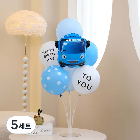 피앤비유니티 스탠드 생일장식 세트, 03 타요 생일축하스탠드 블루, 5세트