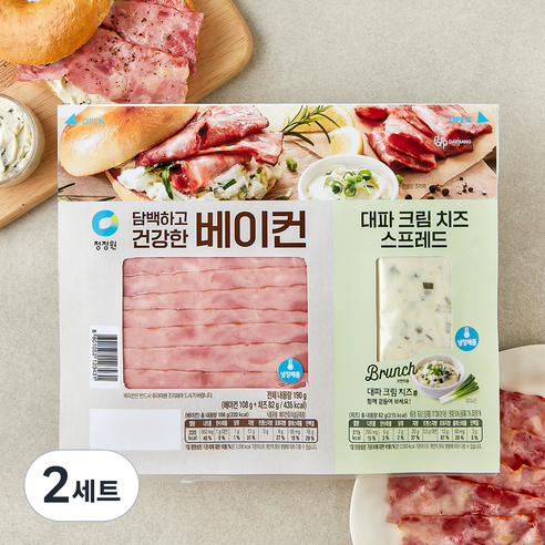 청정원 담백하고 건강한 베이컨 108g + 대파 크림 치즈 스프레드 82g 세트, 190g, 2세트