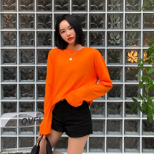매드시스터 여성용 코튼 20수 긴팔 라운드넥 무지 티셔츠