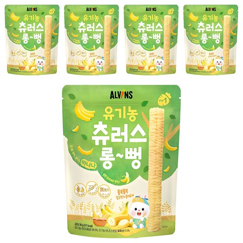 엘빈즈 유아용 츄러스 롱뻥 STEP1, 바나나맛, 5개