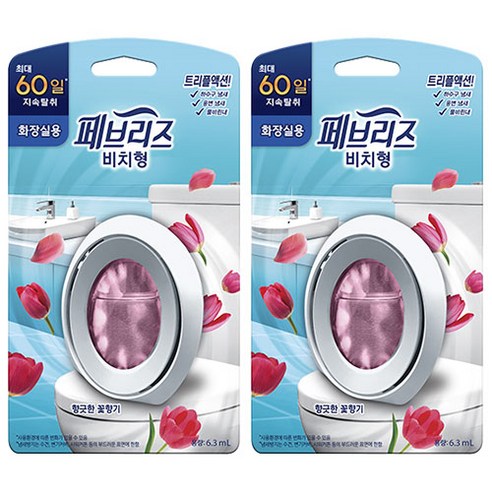 페브리즈 화장실용 비치형 방향제 본품 향긋한 꽃향기, 6.3ml, 2개