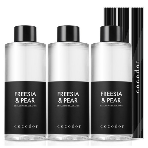 코코도르 디퓨저 리필액 + 리드스틱 5P, 프리지아앤페어, 200ml, 3개