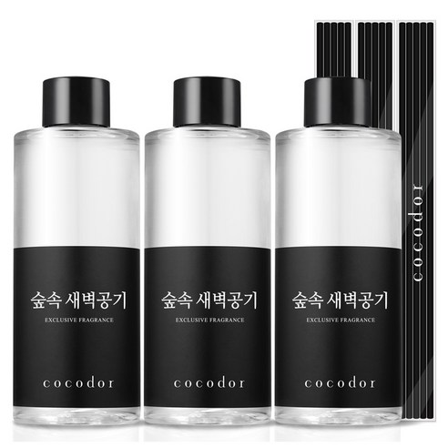 코코도르 디퓨저 리필액 + 리드스틱 5P, 숲속새벽공기, 200ml, 3개