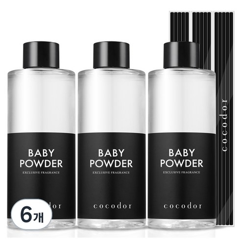 코코도르 디퓨저 리필 + 리드스틱 5p, 베이비파우더, 200ml, 6개