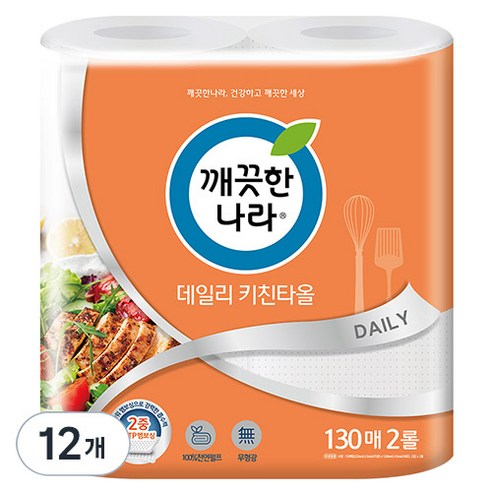 깨끗한나라 데일리 키친타올, 130매, 12개