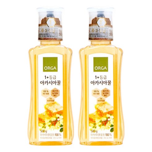 올가홀푸드 1+등급 아카시아꿀, 500g, 2개