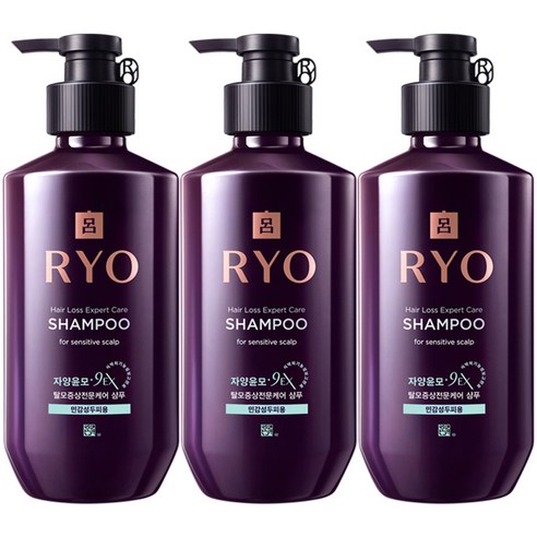 려 자양윤모 9EX 탈모증상전문케어 민감성두피용 샴푸, 3개, 400ml