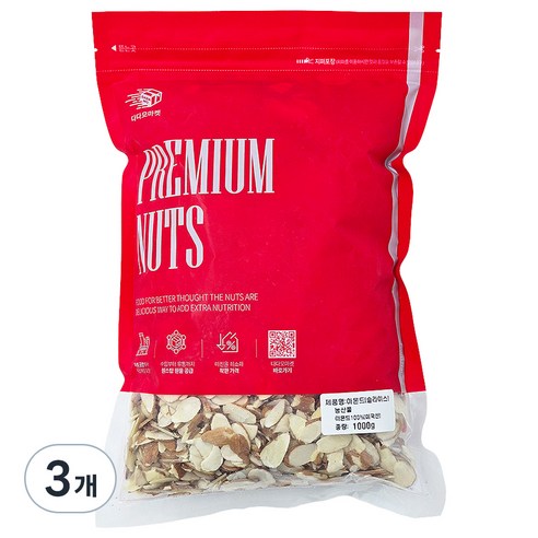 다다모마켓 아몬드 슬라이스, 1kg, 3개