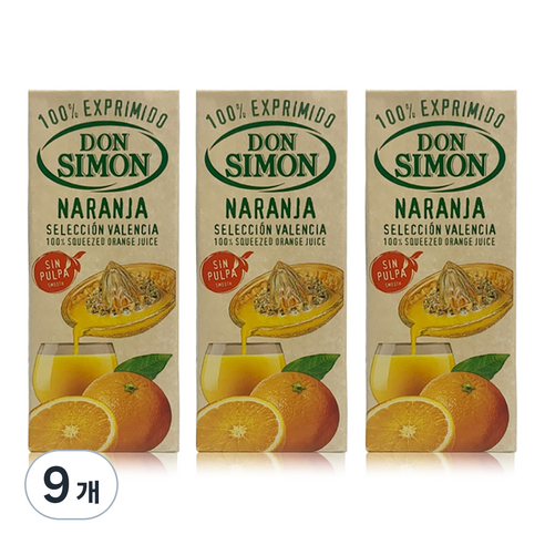 돈시몬 착즙 오렌지 주스, 200ml, 9개