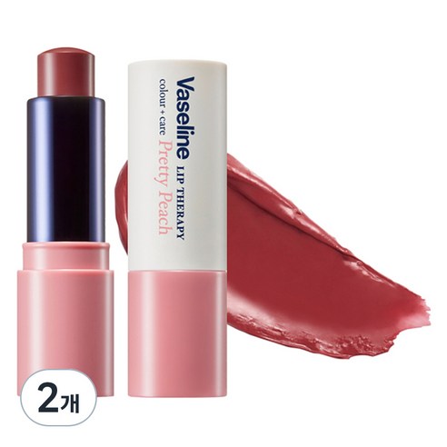 바세린 립 테라피 컬러 케어 립밤, 04 프리티 피치, 4.2g, 2개