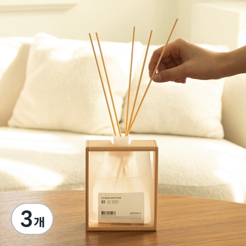 아로니카 챕터 디퓨저 내츄럴 우드 비코딩 프레임, 클린코튼 허브향, 200ml, 3개