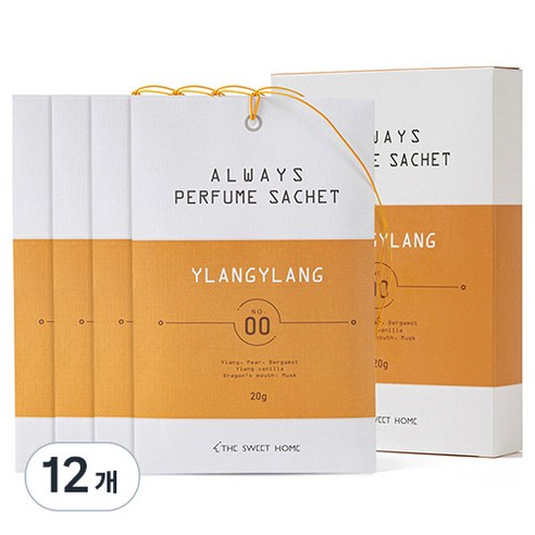 더스윗홈 올웨이즈 퍼퓸사쉐 옷장방향제, 20g, 12개, 일랑일랑