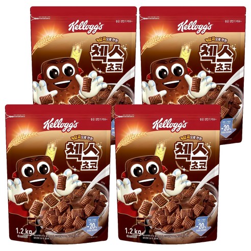 켈로그 오곡으로 만든 첵스 초코 시리얼, 1.2kg, 4개
