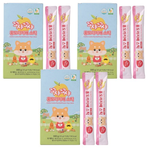 꼬샤꼬샤 홍도라지배 스틱 15p, 300g, 3개
