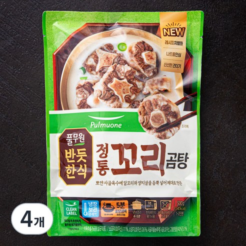 풀무원 반듯한식 정통 꼬리곰탕 냉장, 500g, 4개