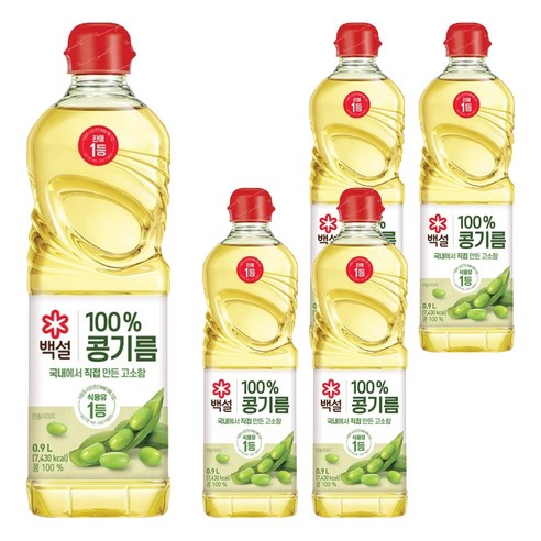 백설 콩기름, 900ml, 5개