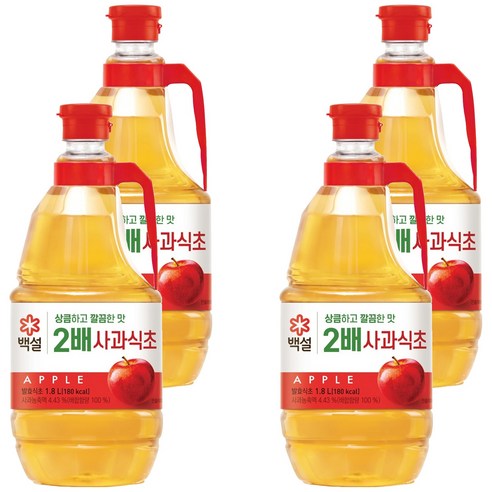 백설 2배 사과식초, 1.8L, 4개