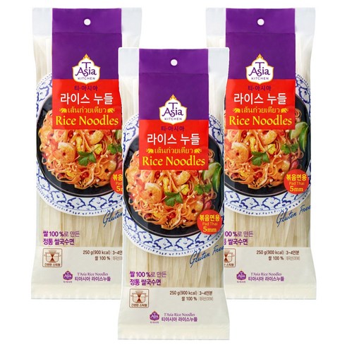 티아시아키친 라이스누들 볶음면용 5mm, 250g, 3개