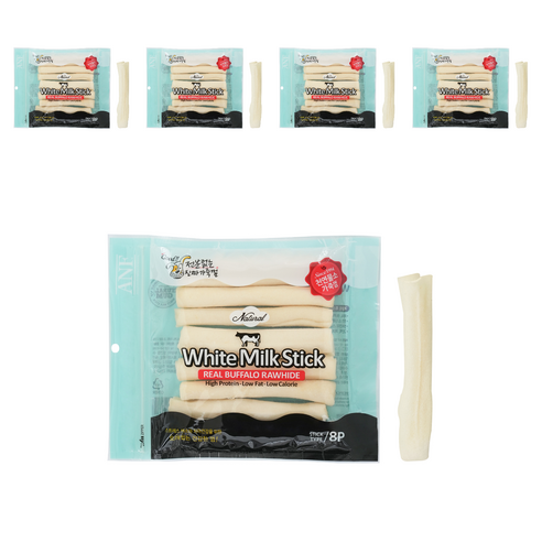 ANF 강아지 로하이드 화이트 밀크스틱 8p, 우유맛, 110g, 5개