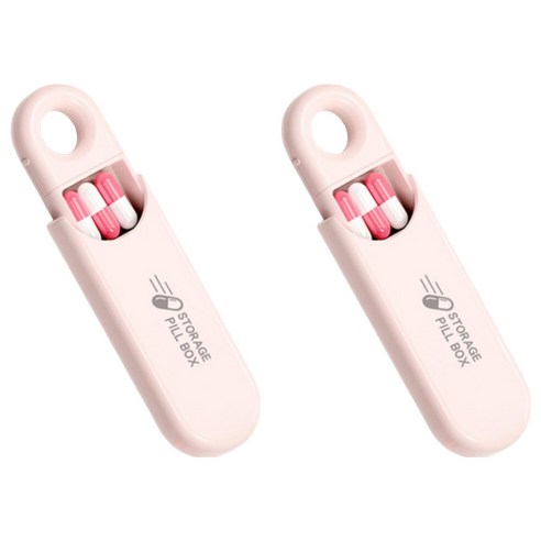 홈즈픽 휴대용 슬라이드 약통 케이스 핑크, 2개