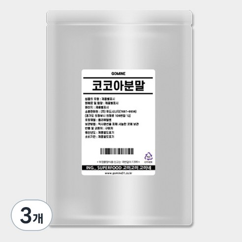 고미네 코코아 분말, 1kg, 1개입, 3개