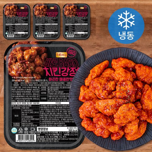 비비큐 바로 치킨강정 매콤한맛 (냉동), 200g, 4팩