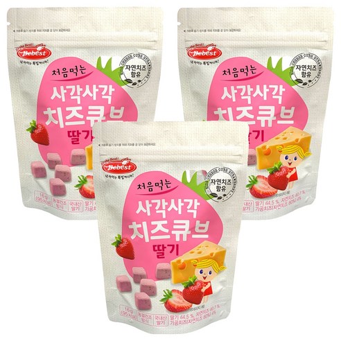 베베스트 처음먹는 사각사각 치즈큐브, 딸기, 3개