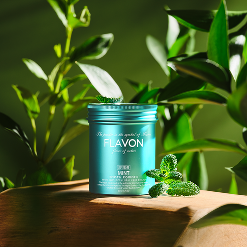 상쾌한 미소, 플라본 가루 치약 민트로 시작하세요.