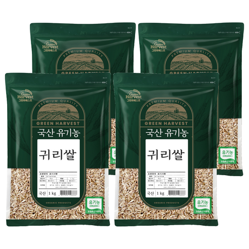 그린하베스트 국산 유기농 귀리, 1kg, 4개