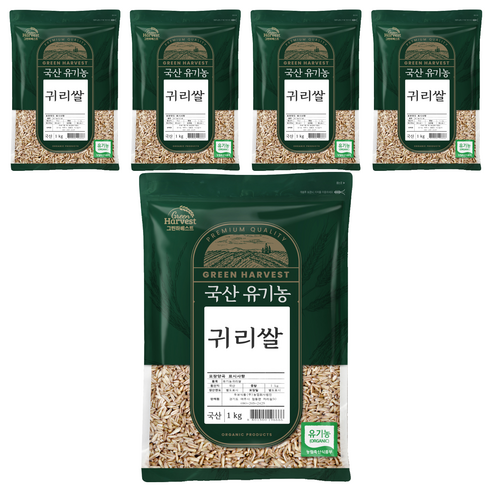 그린하베스트 국산 유기농 귀리, 1kg, 5개