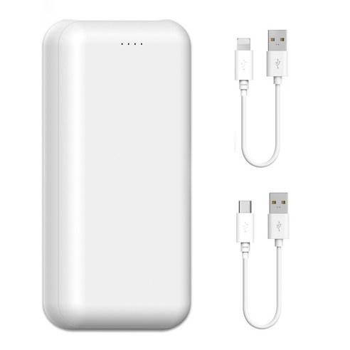 하마다 듀얼 보조배터리 20000mAh + 5핀 케이블 + C타입 젠더 + 8핀젠더, 화이트, PR-PE20000-1